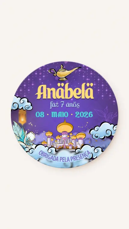 Tag Redonda Aniversário No Mundo Ideal de Jasmine