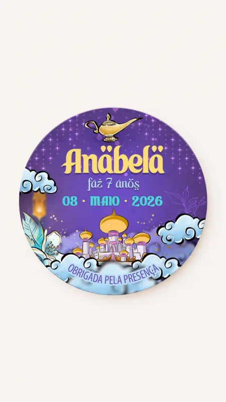 Tag Redonda Aniversário No Mundo Ideal de Jasmine