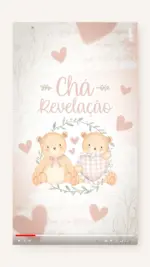 Convite Animado Chá Revelação Quartinho dos Ursos (Creme)