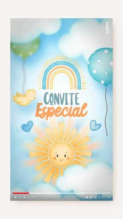 Convite Animado Aniversário Minha Primeira Volta ao Sol - Menino