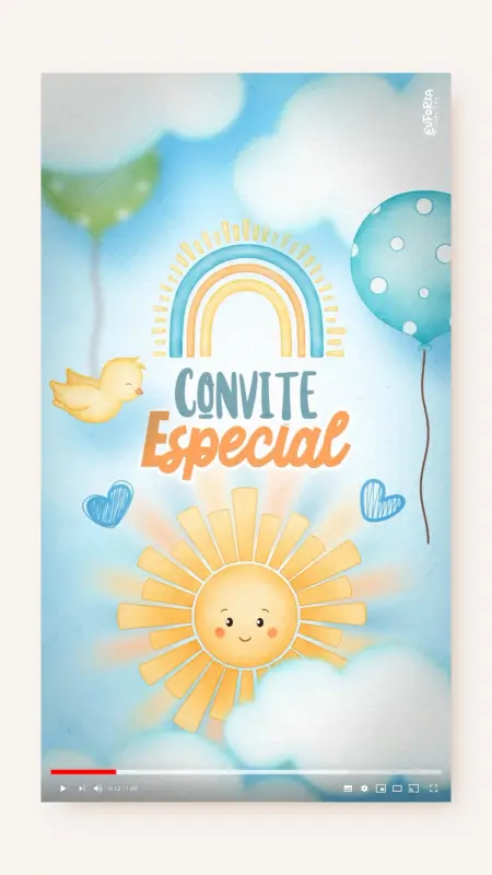 Convite Animado Aniversário Minha Primeira Volta ao Sol - Menino