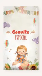 Convite Animado Chá de Bebê Charraiá Caipira - Menina
