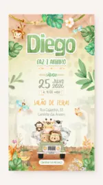 Convite Digital Aniversário Passeio no Safari - Menino