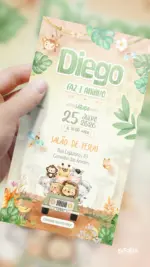 Convite Digital Aniversário Passeio no Safari - Menino