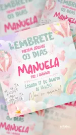 Lembrete Aniversário E o Tempo Voa Balões de Ar Quente - Menina