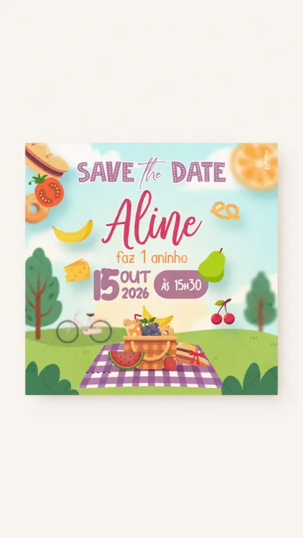 Save the Date Aniversário Piquenique PicFesta
