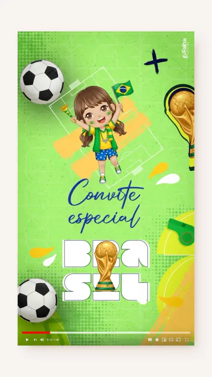 Convite Animado Aniversário Copa da Pequena Torcedora