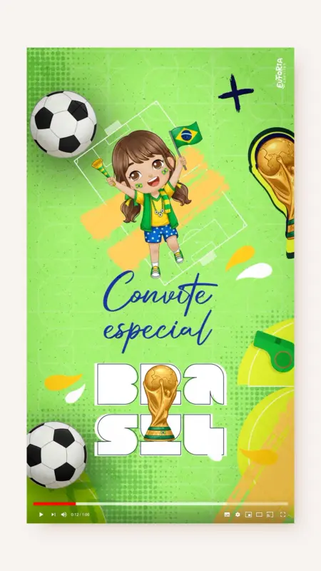 Convite Animado Aniversário Copa da Pequena Torcedora