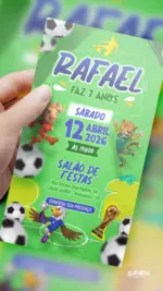 Convite Digital Aniversário Futebol Copa do Mundo 2026