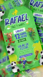 Convite Digital Aniversário Futebol Copa do Mundo 2026