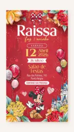 Convite Digital Aniversário Poá da Minnie Vermelha