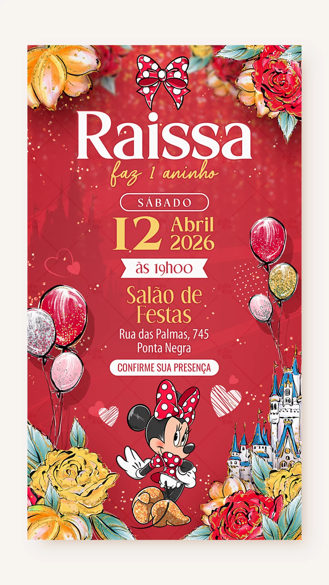 Convite Digital Aniversário Poá da Minnie Vermelha Convite Digital Aniversário Poá da Minnie Vermelha