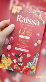 Convite Digital Aniversário Poá da Minnie Vermelha