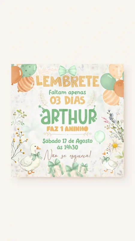 Lembrete Aniversário Ganso Festeiro - Verde
