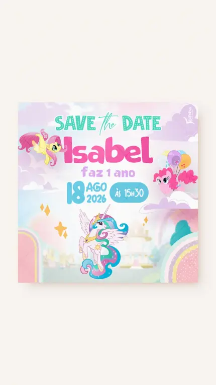 Save the Date Aniversário Aventura My Little Poney