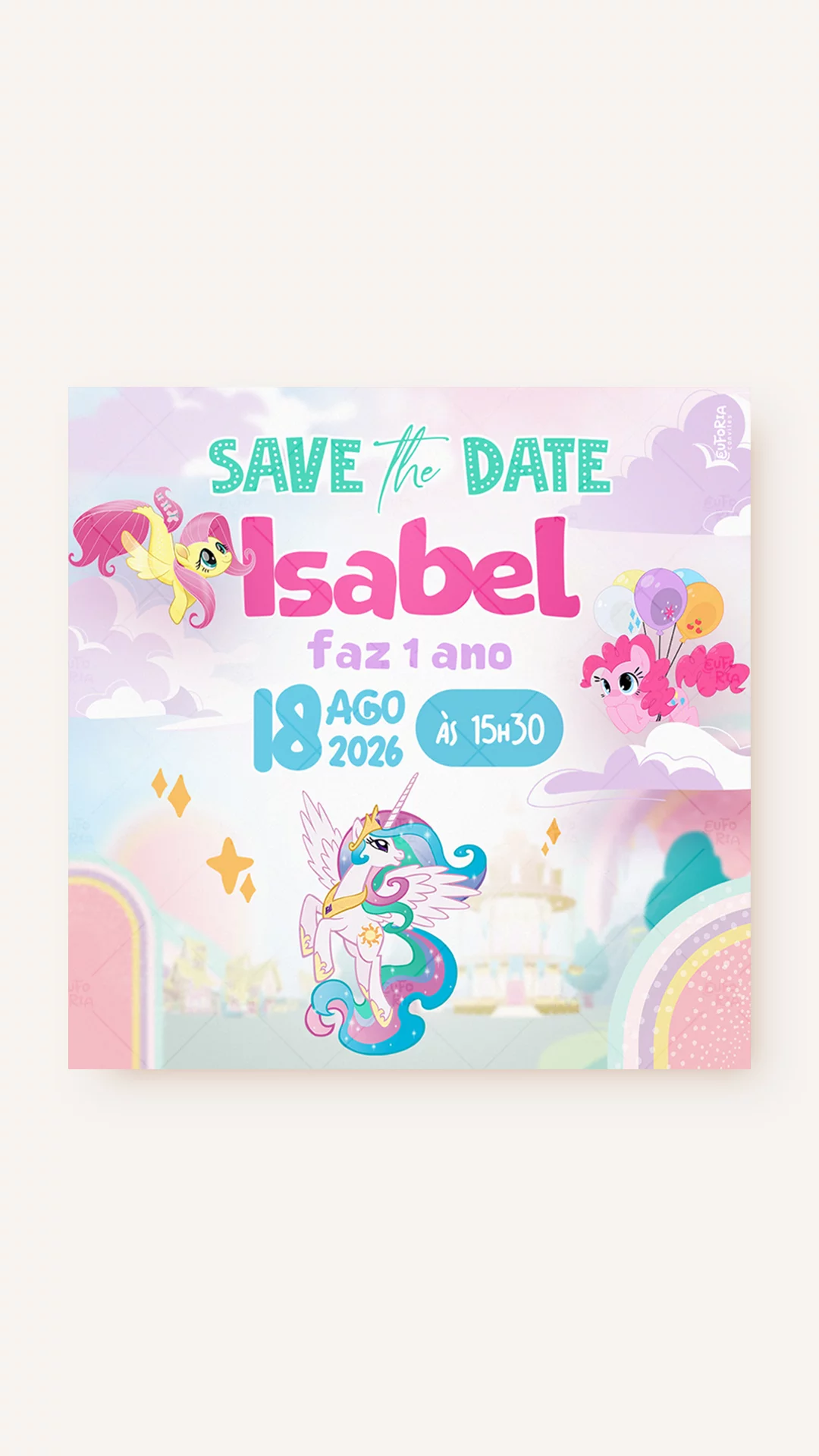Save the Date Aniversário Aventura My Little Poney Save the Date Aniversário Aventura My Little Poney