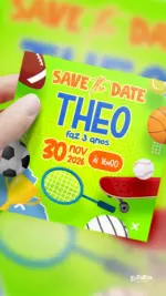 Save the Date Aniversário Festa dos Esportes