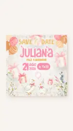 Save the Date Aniversário Ganso Festeiro - Rosa