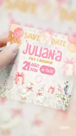 Save the Date Aniversário Ganso Festeiro - Rosa