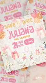 Save the Date Aniversário Ganso Festeiro - Rosa