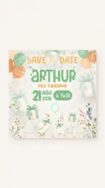 Save the Date Aniversário Ganso Festeiro - Verde