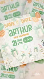 Save the Date Aniversário Ganso Festeiro - Verde