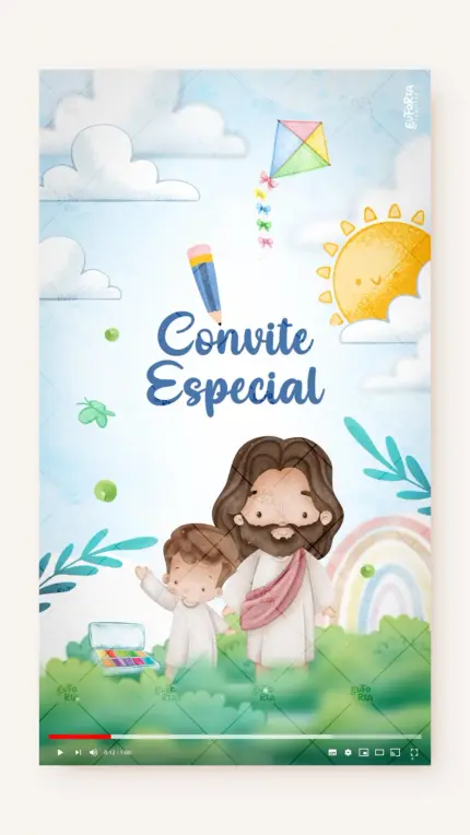 Convite Animado Aniversário Aquarela do Criador Maior Pintor do Mundo (Menino)