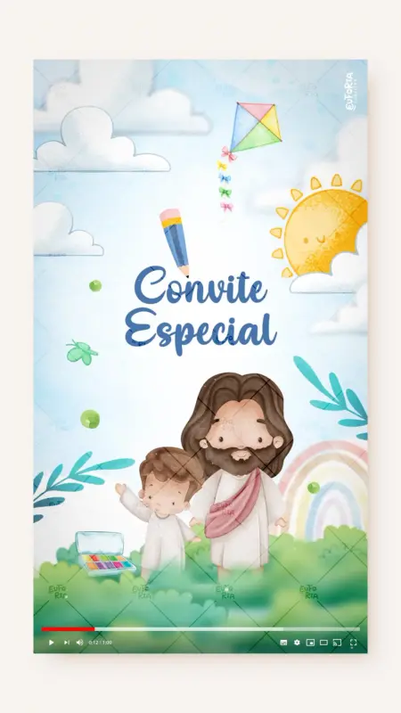 Convite Animado Aniversário Aquarela do Criador Maior Pintor do Mundo (Menino)