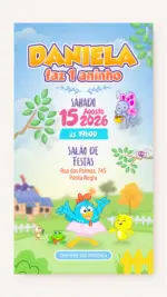 Convite Digital Aniversário Galinha Pintadinha Candy Colors